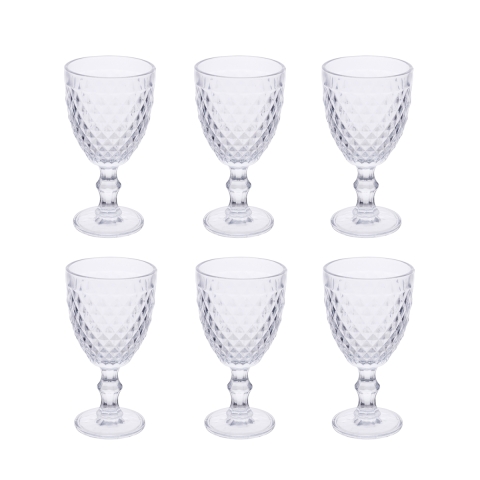 Set aus 6 transparenten, verzierten Gläsern im klassischen Design Madame Aktion