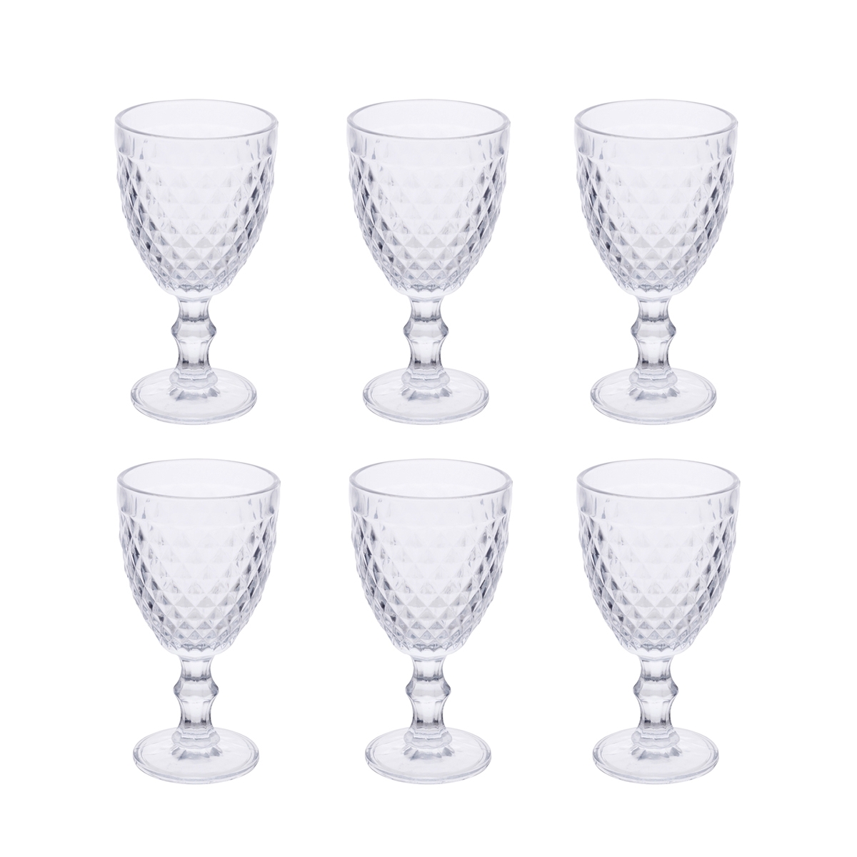 Set aus 6 transparenten, verzierten Gläsern im klassischen Design Madame Aktion