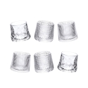 Set mit 6 retro-dekorierten Vintage Schnapsgläsern, kippbar aus Glas Aktion