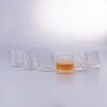 Set mit 6 retro-dekorierten Vintage Schnapsgläsern, kippbar aus Glas Verkauf