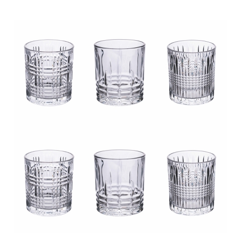 Set mit 6 Wassergläsern für den Tisch aus klarem Glas New Vintage Aktion