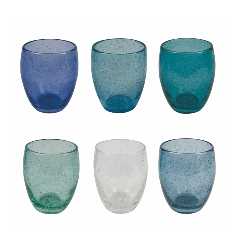 Set mit 6 blauen Trinkgläsern aus mundgeblasenem Glas Acapulco Ocean Aktion