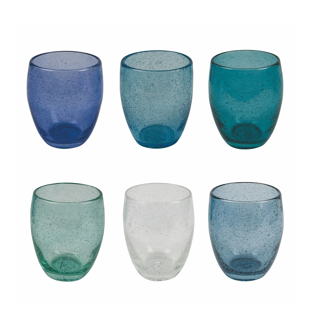 Set mit 6 blauen Trinkgläsern aus mundgeblasenem Glas Acapulco Ocean Aktion