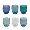 Set mit 6 blauen Trinkgläsern aus mundgeblasenem Glas Acapulco Ocean Aktion