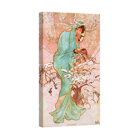 Leinwanddruck Frau Jugendstil Winter Alphonse Mucha Aktion