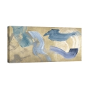 Moderne abstrakte Leinwanddruck "Blue Waves on Gold" von Haru Ikeda Aktion
