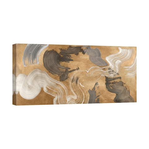 Modernes abstraktes Bild Gold Beige Blau Metallic Movements Haru Ikeda Aktion