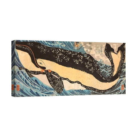 Leinwanddruck Miyamoto tötet einen riesigen Wal Kuniyoshi Utagawa Aktion
