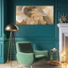 Modernes abstraktes Bild Gold Beige Blau Metallic Movements Haru Ikeda Verkauf