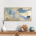 Moderne abstrakte Leinwanddruck "Blue Waves on Gold" von Haru Ikeda Verkauf