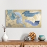 Moderne abstrakte Leinwanddruck "Blue Waves on Gold" von Haru Ikeda Verkauf