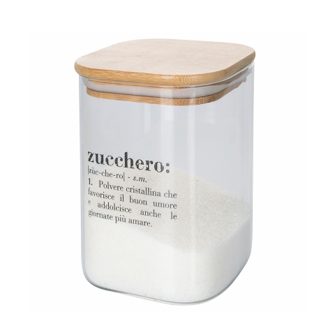 Glas-Zuckerbehälter mit Bambusdeckel 10x10x14 Victionary Aktion