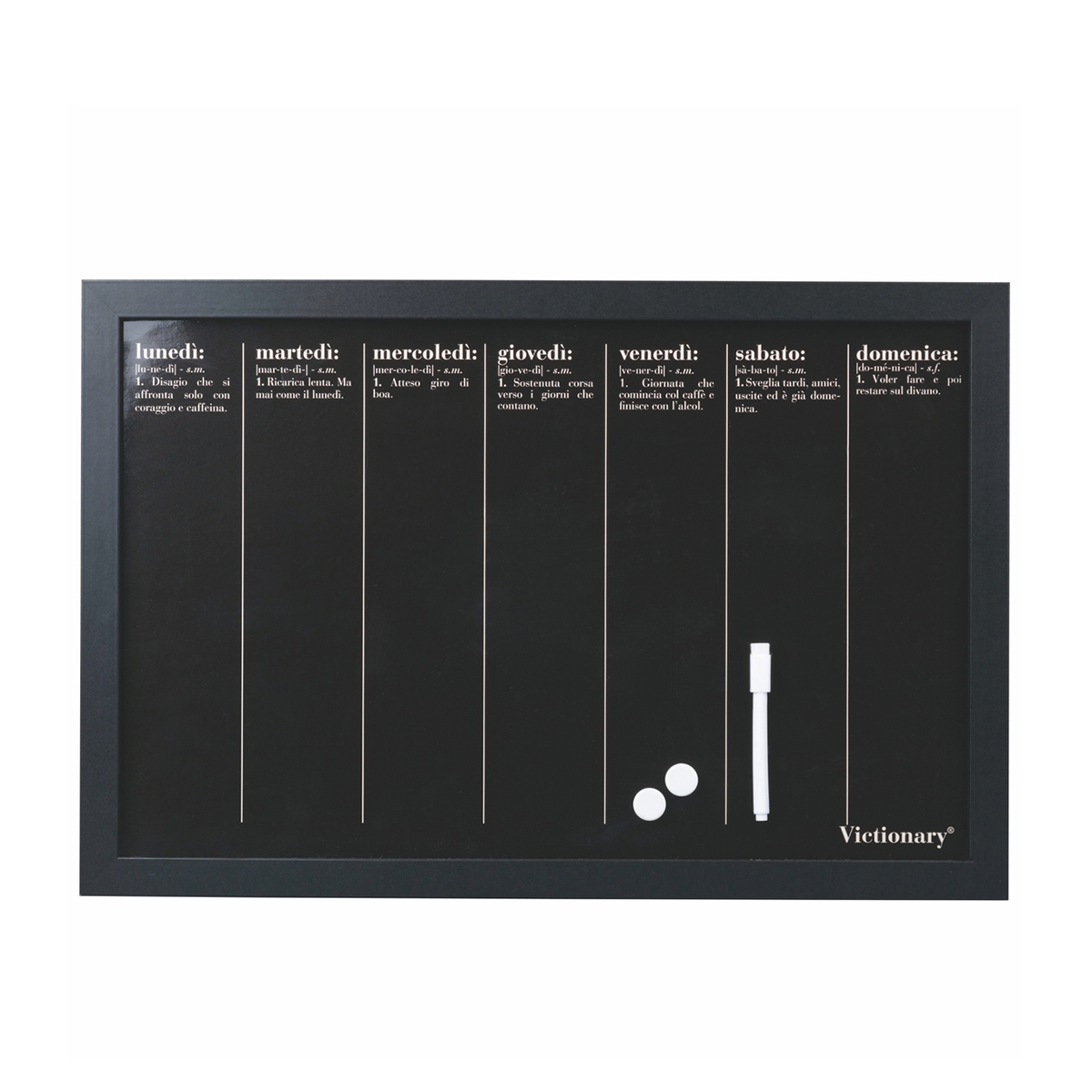 Magnetische Wochenplaner-Tafel schwarz 40x60cm Week Victionary