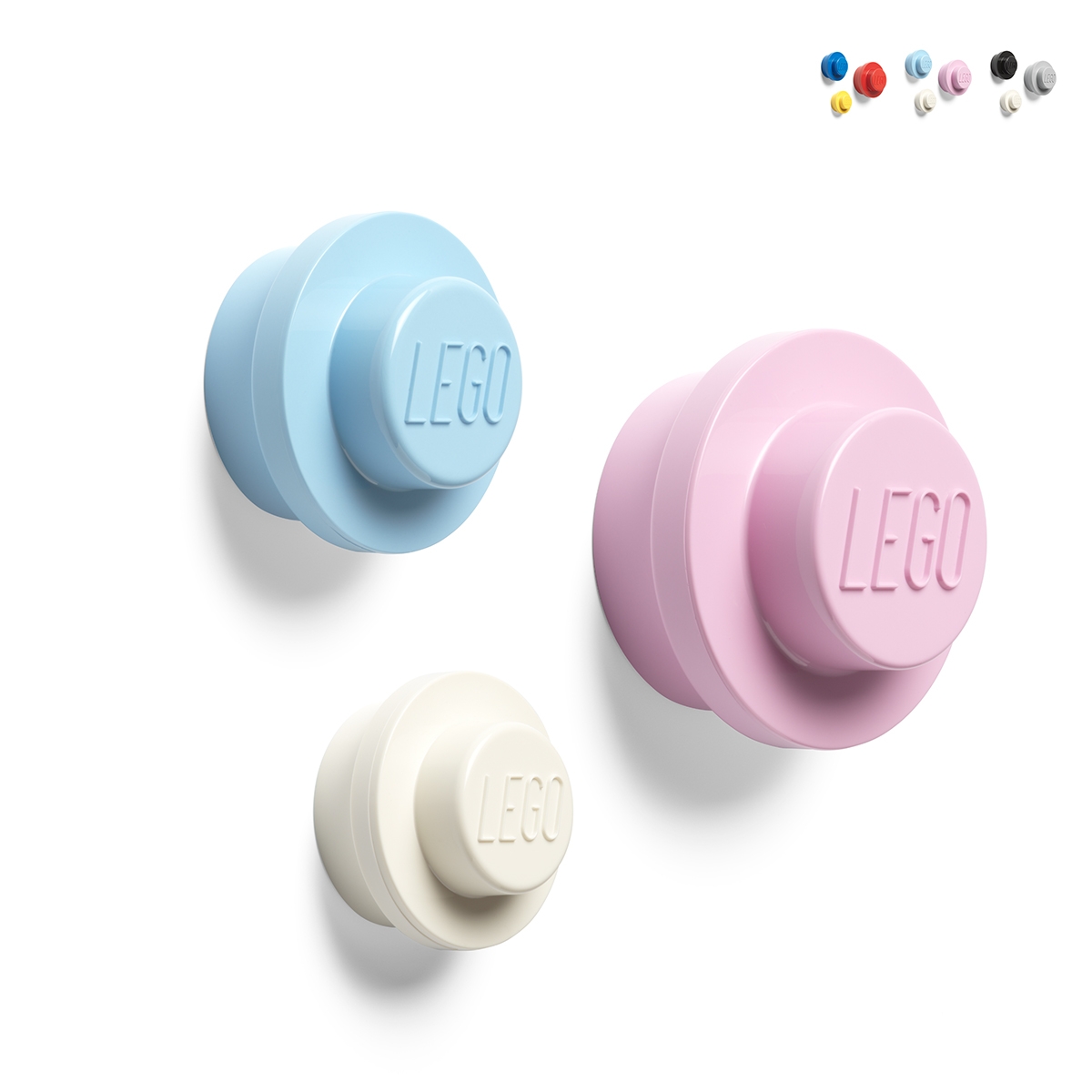 LEGO Wandhaken Set, 3-teilig, bunte runde Haken L-M-S Katalog LEGO Wandhaken Set, 3-teilig, bunte runde Haken L-M-S Katalog