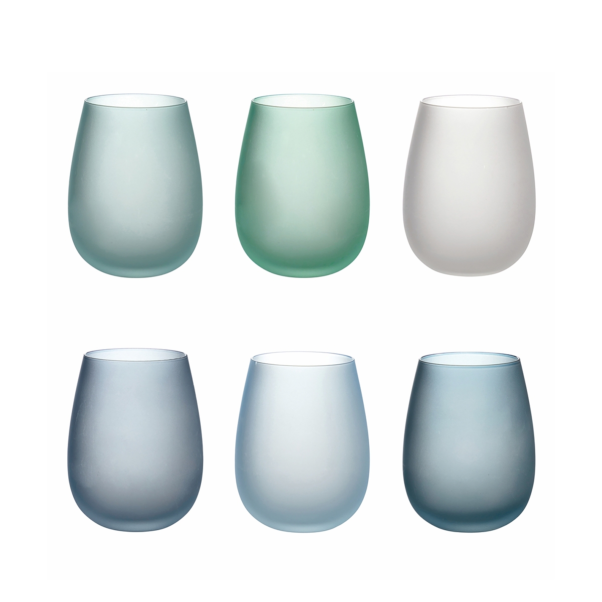 Set blaue Gläser aus Glas, Eiseffekt, 600ml, Happy Hour Ocean Aktion Set blaue Gläser aus Glas, Eiseffekt, 600ml, Happy Hour Ocean Aktion