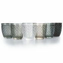 Set mit 6 Wassergläsern aus transparentem, farbigem Glas in Grau Castle Stone Verkauf