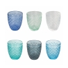 Set mit 6 Tischgläsern aus klarem, blauem Glas Castle Ocean Aktion