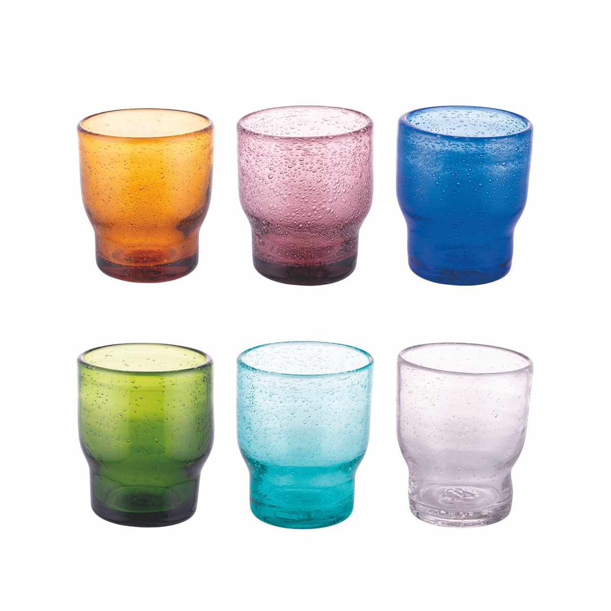 Set mit 6 handgefertigten bunten Wassergläsern aus Glas Unico Daily Aktion Set mit 6 handgefertigten bunten Wassergläsern aus Glas Unico Daily Aktion