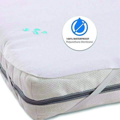 Wasserdichter Matratzenschoner für Einzelbett 90x200cm, weiß, Huston Aktion
