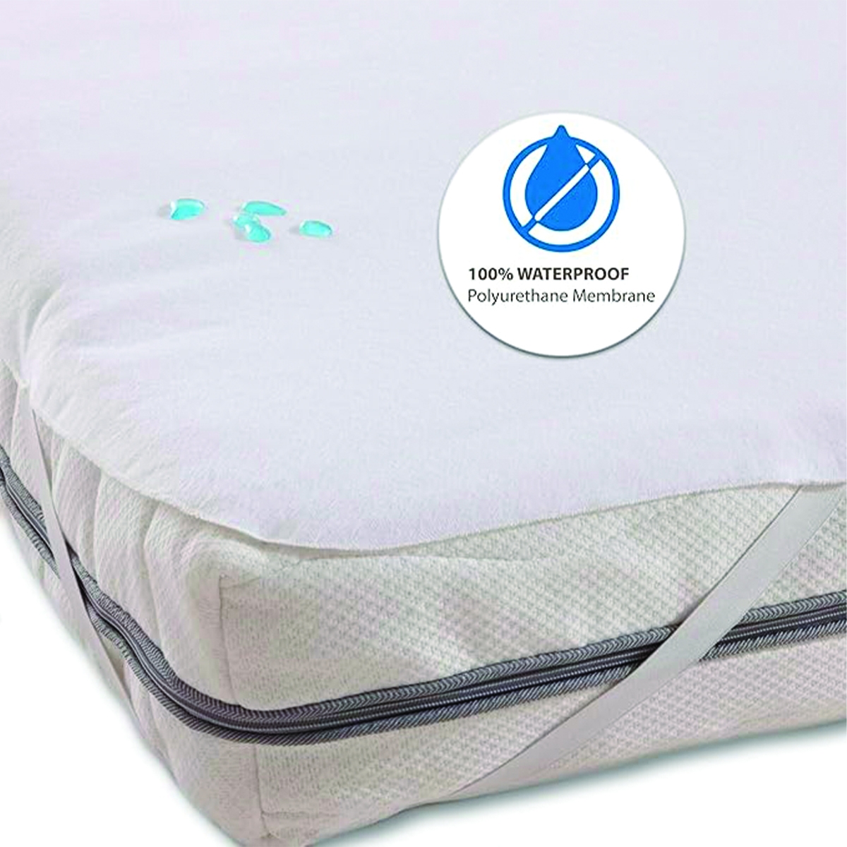 Wasserdichter Matratzenschoner für Einzelbett 90x200cm, weiß, Huston Aktion Wasserdichter Matratzenschoner für Einzelbett 90x200cm, weiß, Huston Aktion