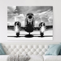 Vintage-Flugzeug Wandbild auf Leinwand Schwarz-Weiß Abhebend Verkauf