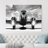 Vintage-Flugzeug Wandbild auf Leinwand Schwarz-Weiß Abhebend Verkauf