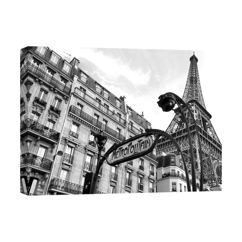 Kunstdruck auf Leinwand Schwarz-Weiß Metropolitain Paris Pangea Images Aktion