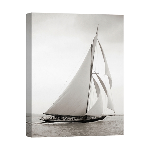 Leinwandbild Segelboot Vintage Schwarz-Weiß Britannia Aktion