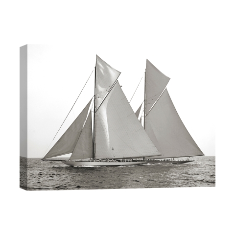 Schwarz-Weiß-Druck auf Leinwand Segelboot Columbia & Shamrock 1901 Aktion