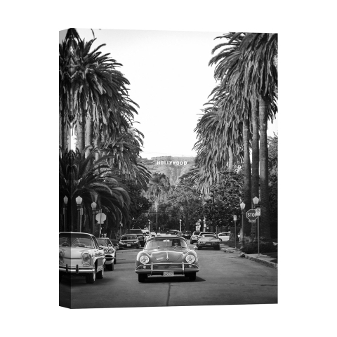 Schwarz-Weiß-Leinwandbild Boulevard in Hollywood Aktion