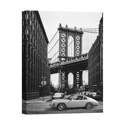 Leinwanddruck Schwarz-Weiß By the Manhattan Bridge Gasoline Images Aktion