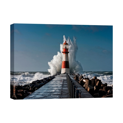 Fotoleinwanddruck Leuchtturm im Mittelmeer Aktion