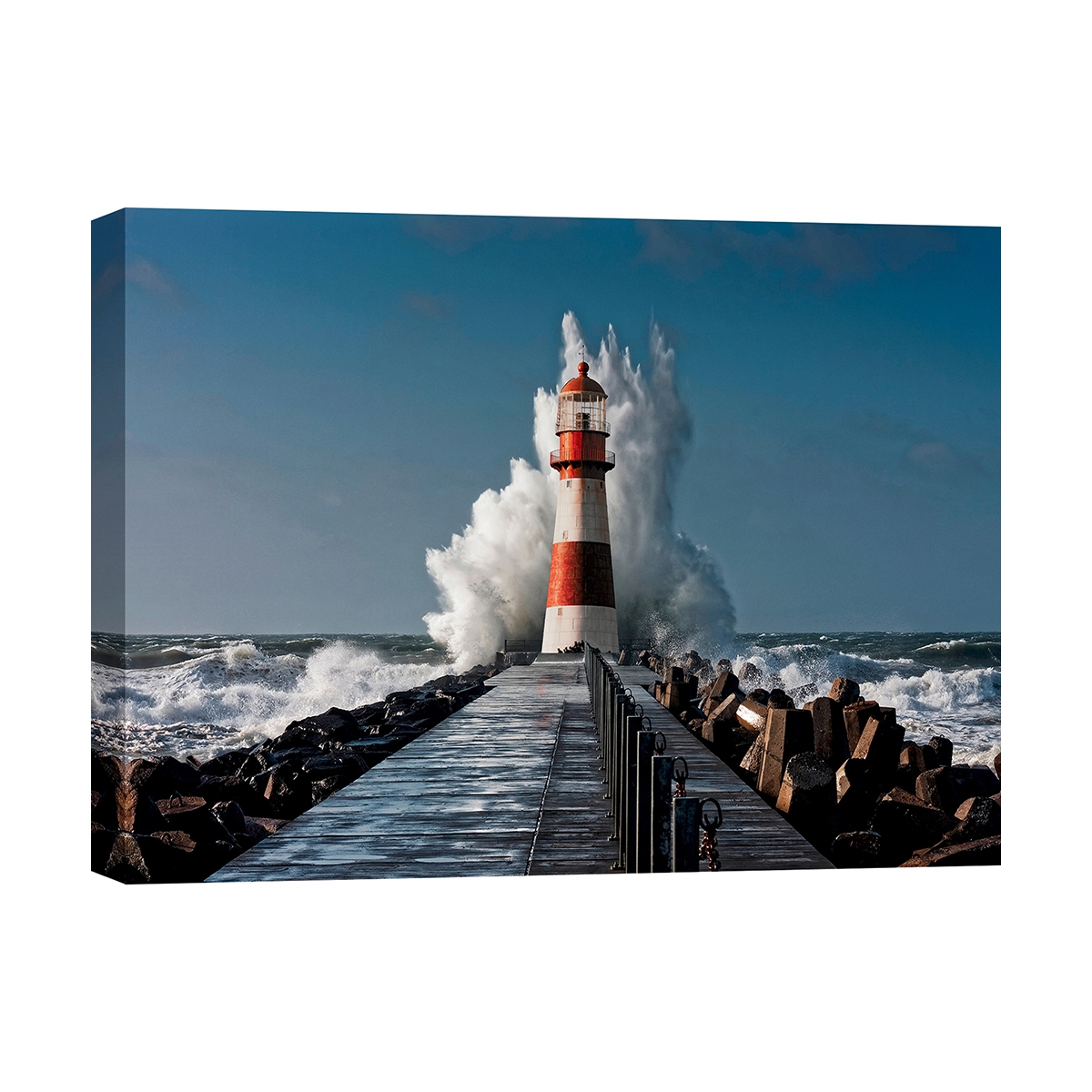 Fotoleinwanddruck Leuchtturm im Mittelmeer Aktion