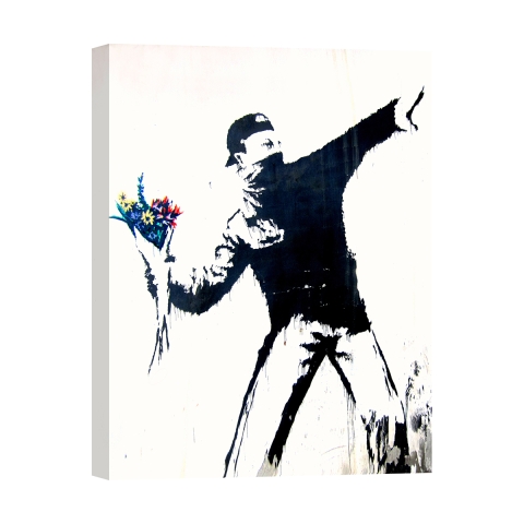 Moderne Street Art Leinwanddruck Bild "Messaggio di Pace" Banksy Aktion