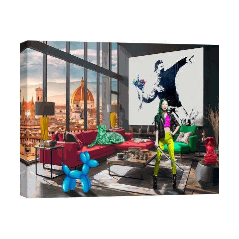 Modernes Pop-Art-Gemälde auf Leinwand Surrealofts Firenze Gerard Madau Aktion