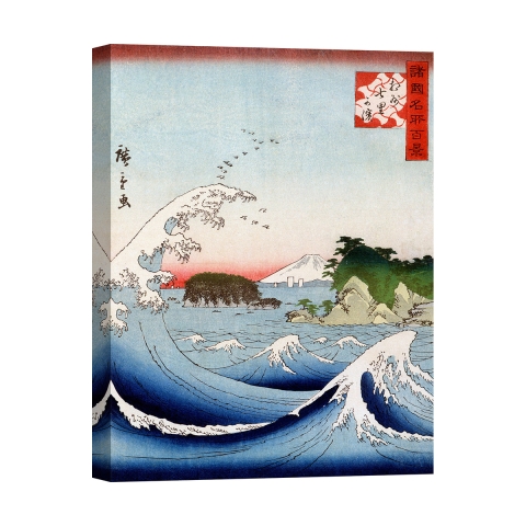 Leinwanddruck, Berg- und Meereslandschaft Monte Fuji von Hokusai Kanagawa Aktion