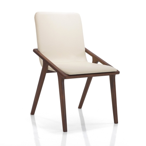 Set aus 2 Esszimmerstühlen, modernes Design in Holz und beigem Kunstleder Hays Aktion