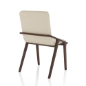 Set aus 2 Esszimmerstühlen, modernes Design in Holz und beigem Kunstleder Hays Lagerbestand