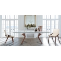 Set 2 Essstühle modernes Design aus Holz und Kunstleder beige Hays Auswahl