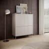 Hoher Schrank mit 4 gerillten Türen, Anrichte, Sideboard für Wohnzimmer, beige Bitter Aktion