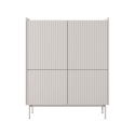 Hoher Schrank mit 4 gerillten Türen, Anrichte, Sideboard für Wohnzimmer, beige Bitter Verkauf