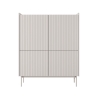 Hoher Schrank mit 4 gerillten Türen, Anrichte, Sideboard für Wohnzimmer, beige Bitter Verkauf