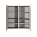 Hoher Schrank mit 4 gerillten Türen, Anrichte, Sideboard für Wohnzimmer, beige Bitter Angebot