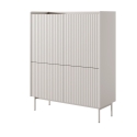 Hoher Schrank mit 4 gerillten Türen, Anrichte, Sideboard für Wohnzimmer, beige Bitter Sales