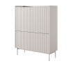 Hoher Schrank mit 4 gerillten Türen, Anrichte, Sideboard für Wohnzimmer, beige Bitter Sales