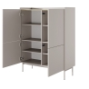 Hoher Schrank mit 4 gerillten Türen, Anrichte, Sideboard für Wohnzimmer, beige Bitter Rabatte