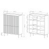 Hoher Schrank mit 4 gerillten Türen, Anrichte, Sideboard für Wohnzimmer, beige Bitter Lagerbestand