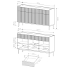 Moderne Design-Sideboard Madia für Wohnzimmer, Beige, 3 Schubladen, 3 Türen Bitter Lagerbestand