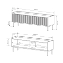 Moderner Lowboard TV-Schrank, 2 Klapptüren, beige, 153x50x38, Bitter Lagerbestand