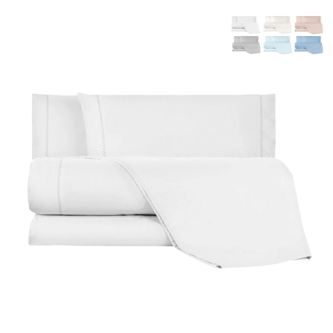 Baumwoll-Bettwäsche-Set für Doppelbett mit Bettlaken und 2 Kissenbezügen Toronto Aktion